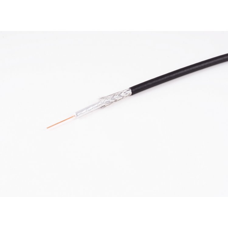 SAT-Kabel 1,1/5,0, doppelt geschirmt, ALU, Plastik Spule - CE - MM CU > 90 dB, schwarz, 100,0m